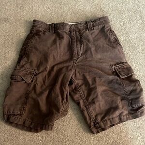 Brown cargo jorts (floral detail inside)